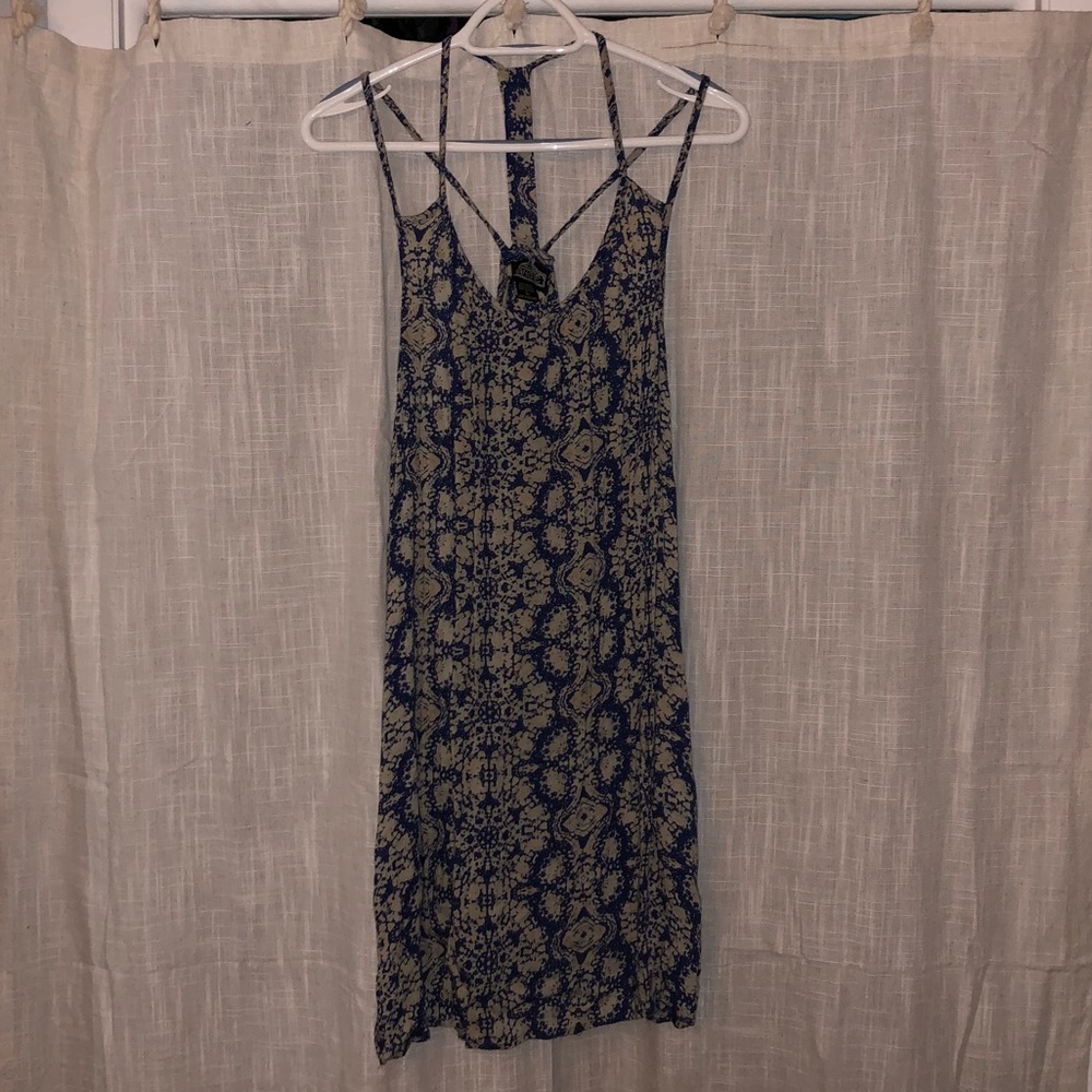 Angie Blue and Tan Pattern Sundress